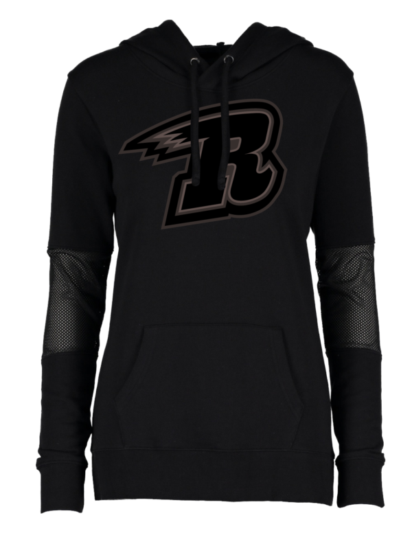 Ladies Black Hoodie with Mesh Inset on Sleeve - Image 4