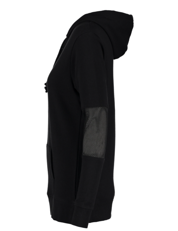 Ladies Black Hoodie with Mesh Inset on Sleeve - Image 2