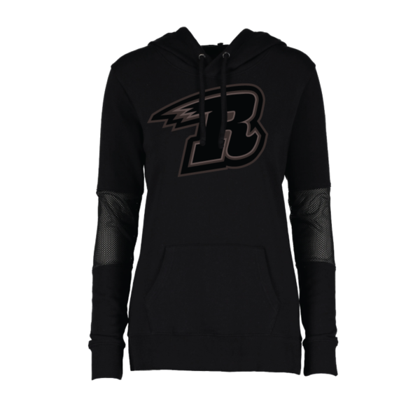 Ladies Black Hoodie with Mesh Inset on Sleeve